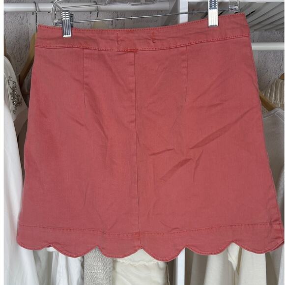 Cato Women's Size 8 Coral Denim Scalloped Hem Button Up Mini Skirt #0020 - Picture 2 of 16